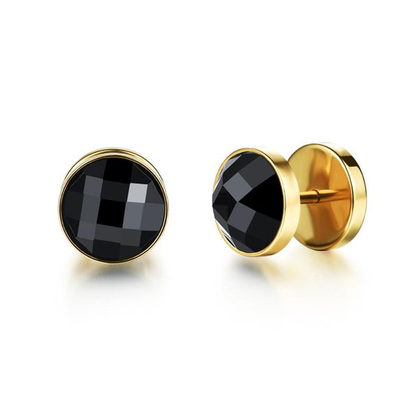 Small Punk black Stainless Steel Stud Earrings For Women Man fashion minimalist zircon Ear Jewelry accesories brinco masculino