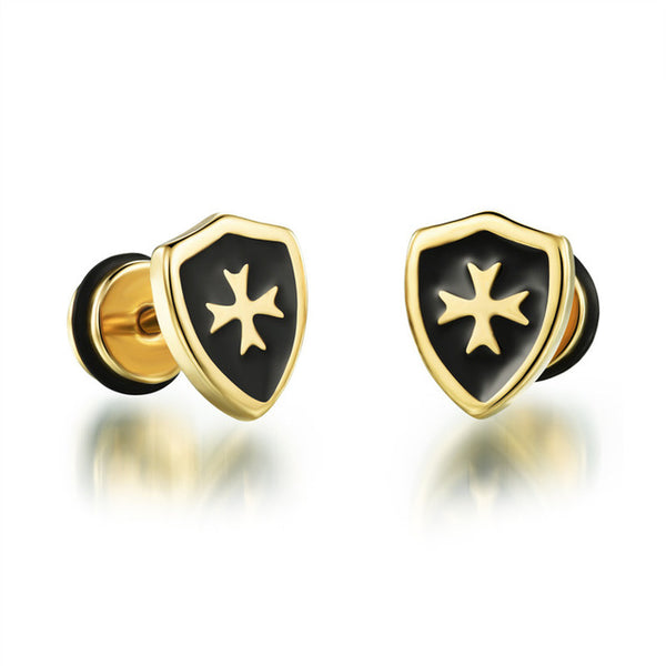Small Punk black Stainless Steel Stud Earrings For Women Man fashion minimalist zircon Ear Jewelry accesories brinco masculino