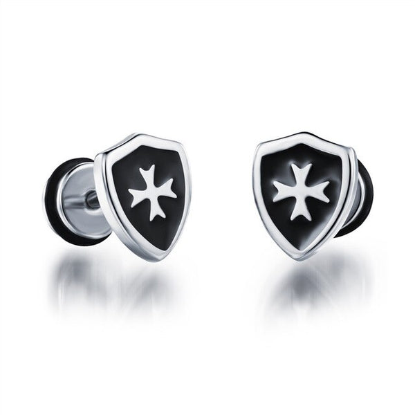 Small Punk black Stainless Steel Stud Earrings For Women Man fashion minimalist zircon Ear Jewelry accesories brinco masculino