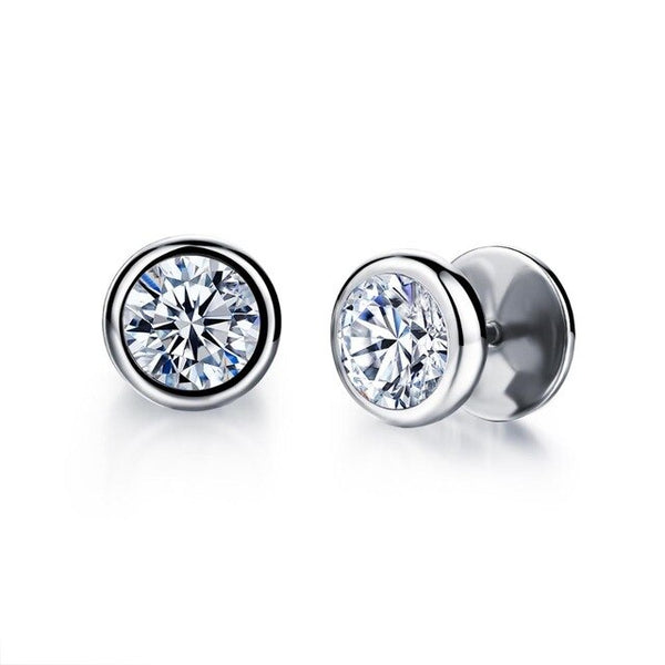 Small Punk black Stainless Steel Stud Earrings For Women Man fashion minimalist zircon Ear Jewelry accesories brinco masculino