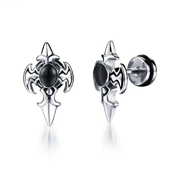 Small Punk black Stainless Steel Stud Earrings For Women Man fashion minimalist zircon Ear Jewelry accesories brinco masculino