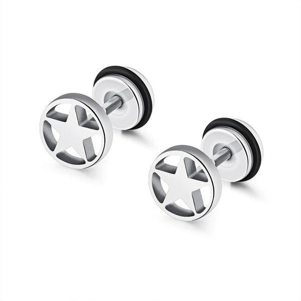Small Punk black Stainless Steel Stud Earrings For Women Man fashion minimalist zircon Ear Jewelry accesories brinco masculino