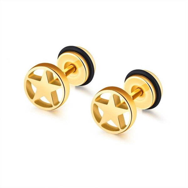Small Punk black Stainless Steel Stud Earrings For Women Man fashion minimalist zircon Ear Jewelry accesories brinco masculino
