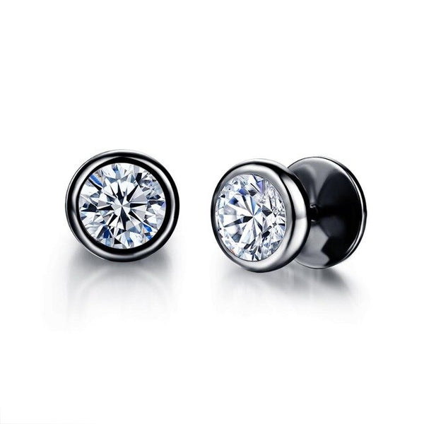 Small Punk black Stainless Steel Stud Earrings For Women Man fashion minimalist zircon Ear Jewelry accesories brinco masculino