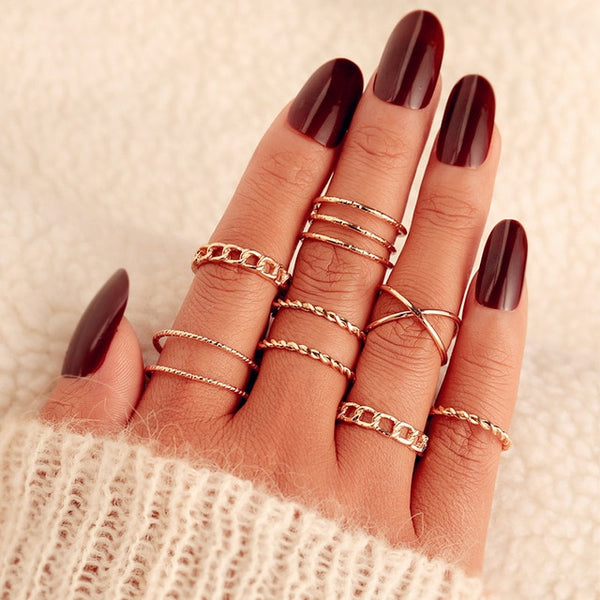 9 Design Boho Vintage Gold Star Midi Moon Rings Set For Women Opal Crystal Midi Finger Ring 2019 Female Bohemian Jewelry Gifts