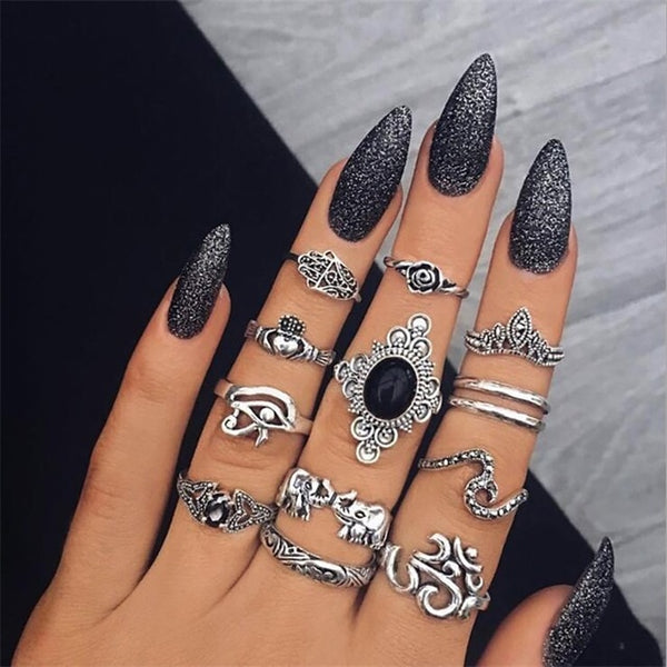 9 Design Boho Vintage Gold Star Midi Moon Rings Set For Women Opal Crystal Midi Finger Ring 2019 Female Bohemian Jewelry Gifts
