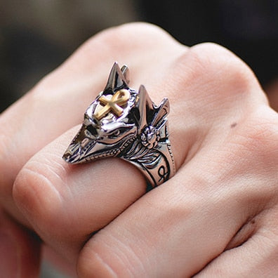 Ring For Men Girls Women Adjustable Gold Silver Black Snake Ferocious Animal Retro Punk Exaggerated Sphinx Egyptian Pharaoh