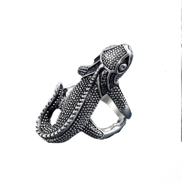 Ring For Men Girls Women Adjustable Gold Silver Black Snake Ferocious Animal Retro Punk Exaggerated Sphinx Egyptian Pharaoh